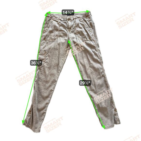 Anthropologie Level 99 Dayla Cargo Pants in Husk Linen Tencel 28 Beige - Picture 7 of 7